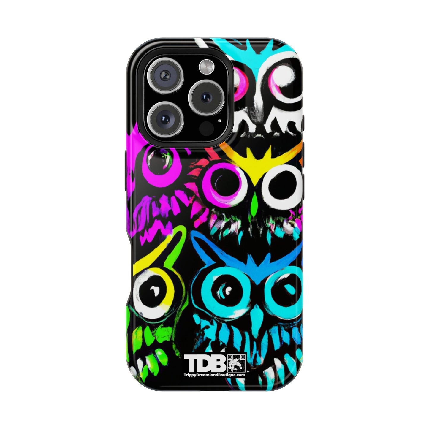 TDB iPhone Magnetic Tough Case - Psychedelic Rave Owl Design