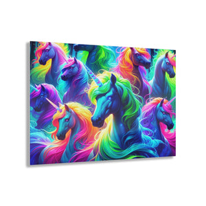 "Neon Paradise of Joyous Unicorns" NEON Unocrons Art 1/4" Glossy Acrylic Art