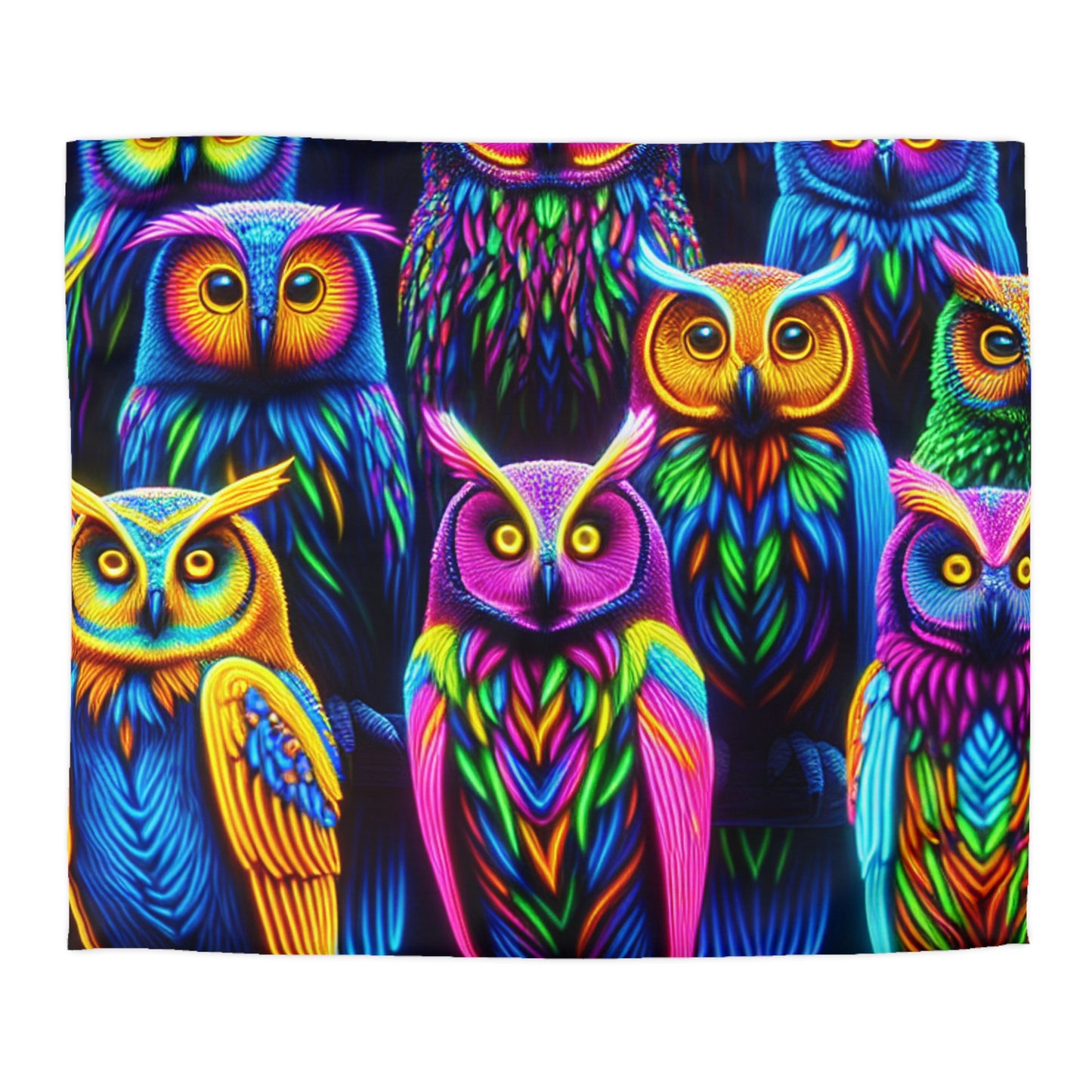 Diego de la Cruz. - NEON Owls Microfiber Duvet Cover