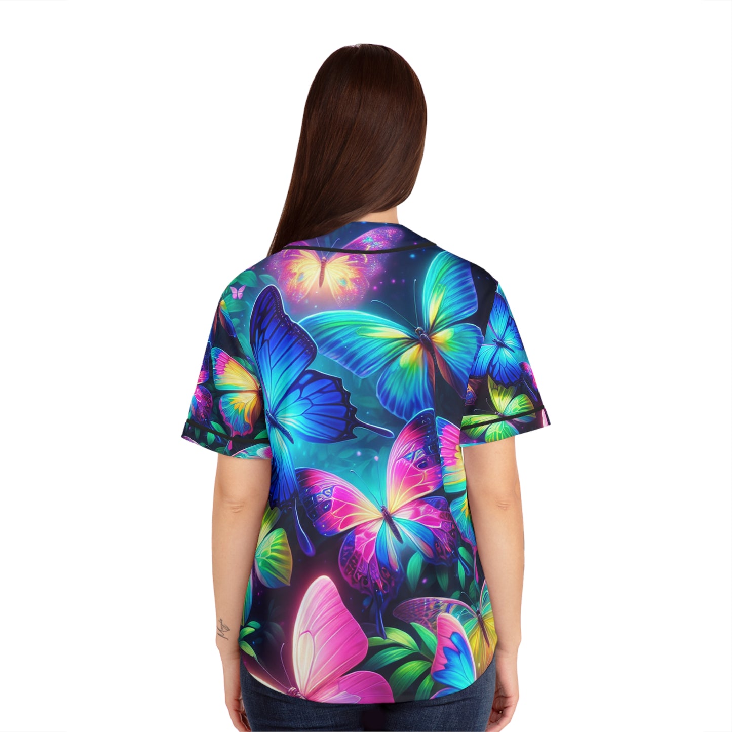 "Butterfly Glitz" Neon Butterflies Womans Jersey