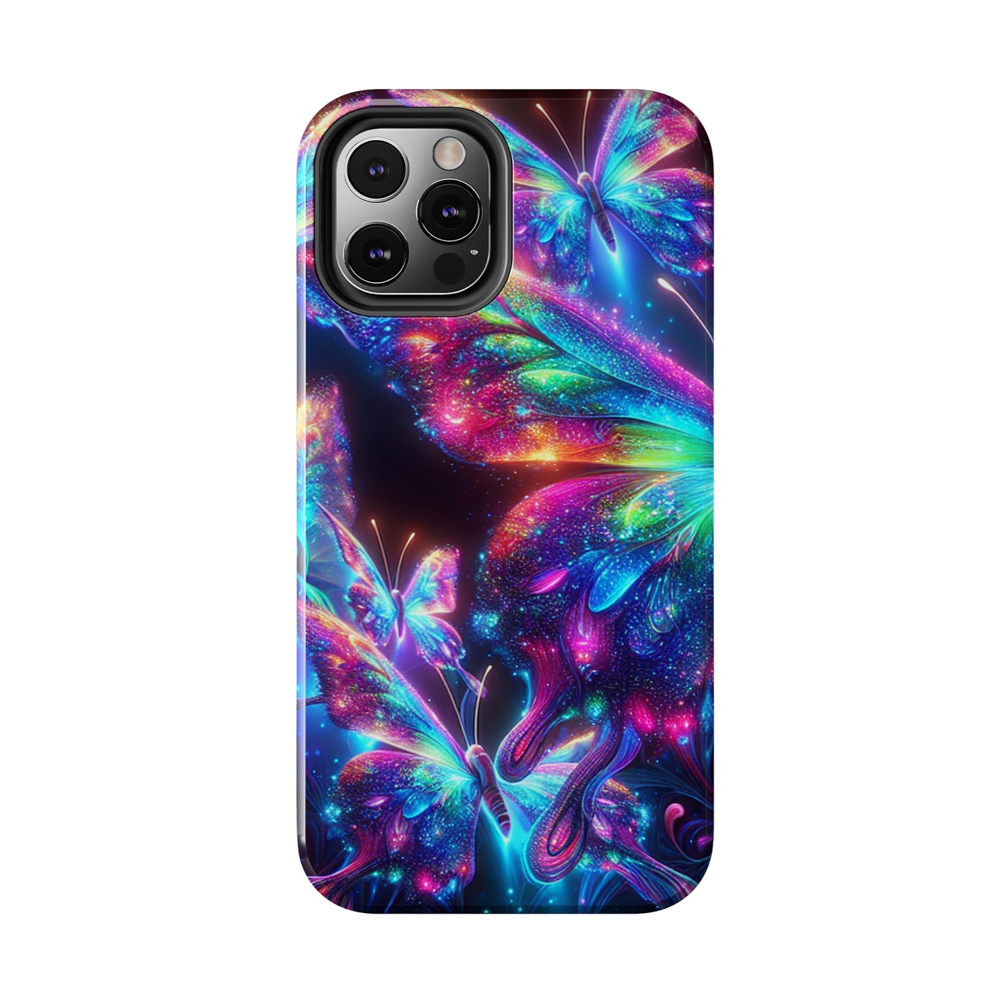 "Butterfly Prism Eruption" NEON Butterflies Tough Phone Case