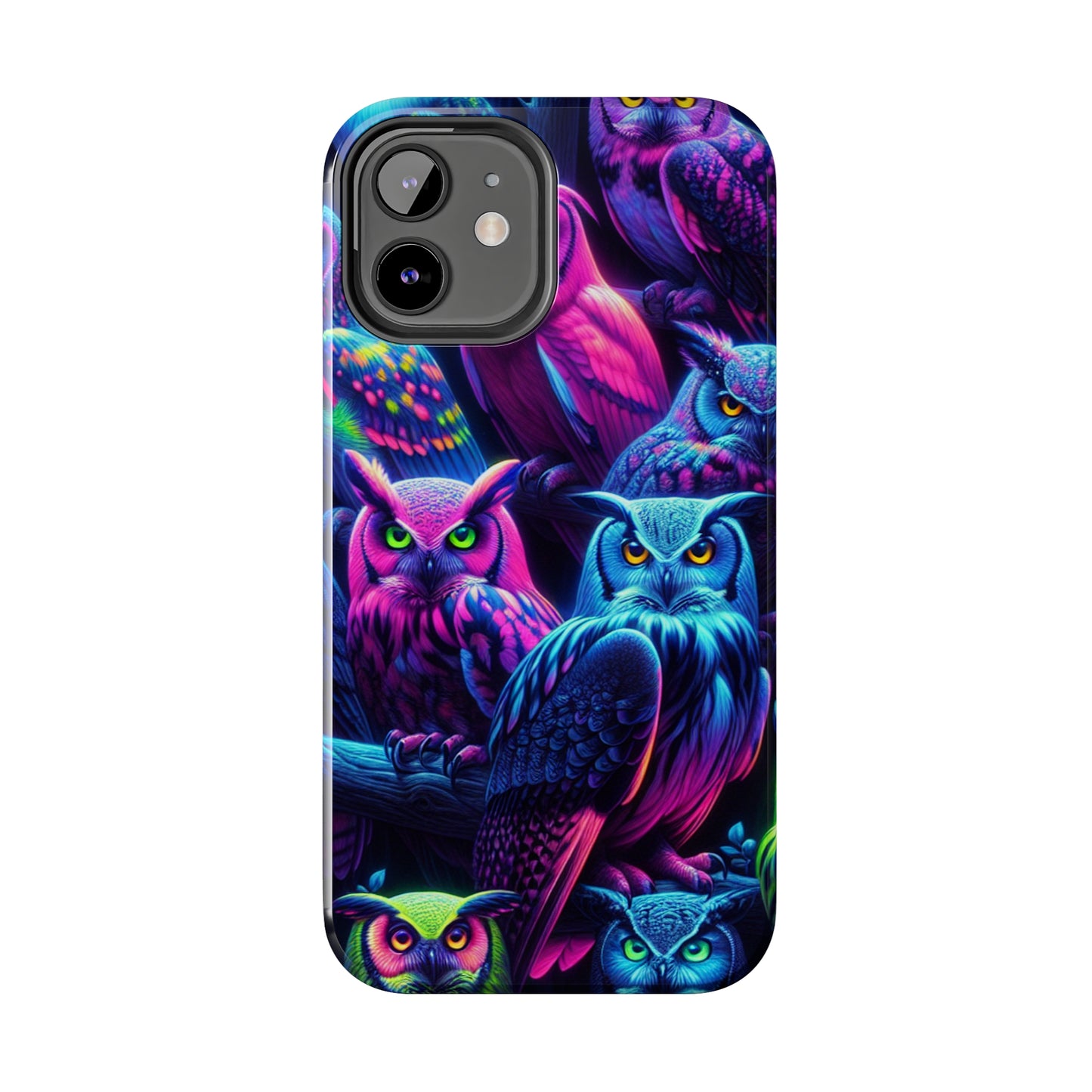 "Vivid Neon Nocturnal Symphony" NEON Owls Tough Phone Case