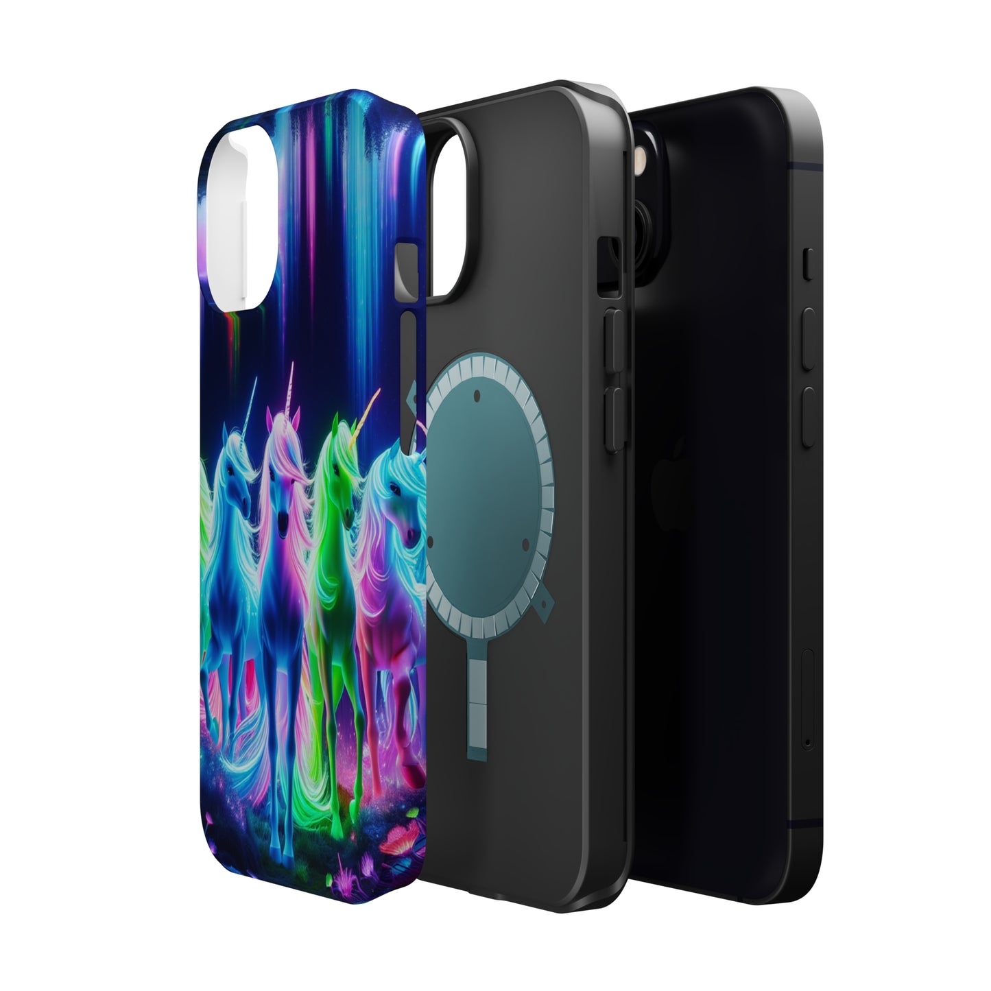 Neon Unicorn Pods. Neon Unicorns Premium Art Magsafe Magnet Tough IPhone 13 14 15 Pro Plus Max and Mini in Matte and Glossy Phone cases