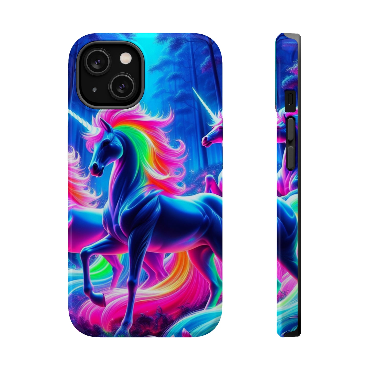 NeonNocturnals Neon Unicorns Premium Art Magsafe Magnet Tough IPhone 13 14 15 Pro Plus Max and Mini in Matte and Glossy Phone cases