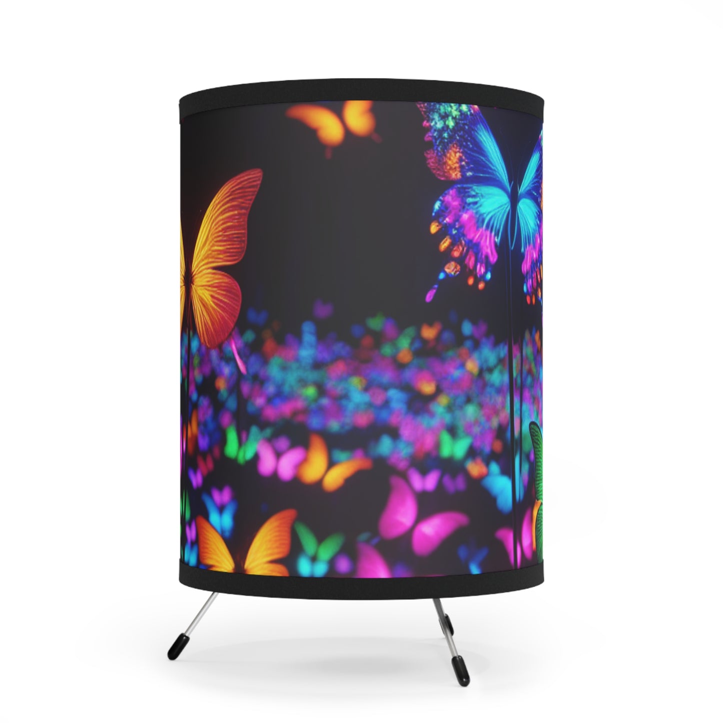 "Butterflies in the Electric Light" - NEON Butterflies Art Tripod Lamp