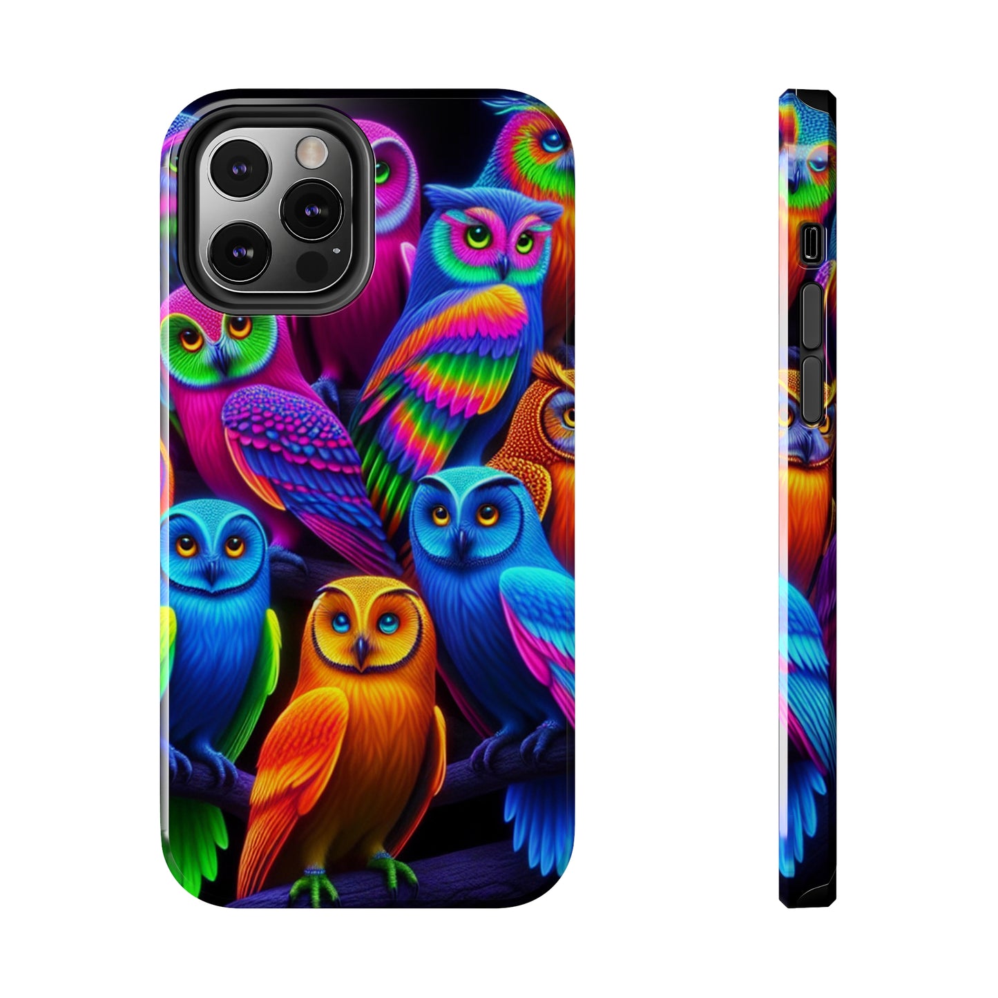 "Electric Vivid Night Owls" NEON Owls Tough Phone Case
