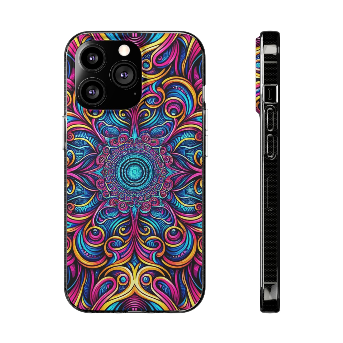 "Fantasia of Fluorescence" Infinity Patterns Art Polycarbonate Phone Case Samsung Galaxy s21 s22 Google Pixel 6 Iphone 11 12 13 14 Pro Max Mini Plus