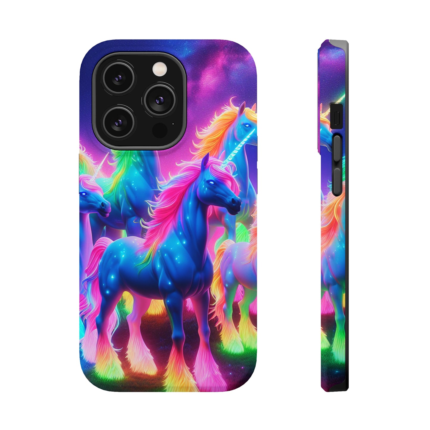 Neon Unicorn Congregation Neon Unicorns Premium Art Magsafe Magnet Tough IPhone 13 14 15 Pro Plus Max and Mini in Matte and Glossy Phone cases