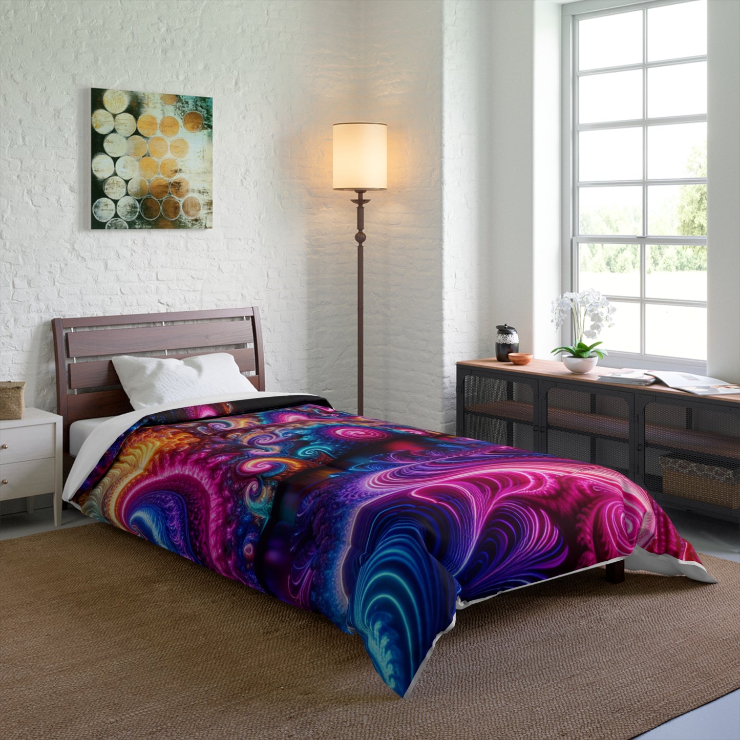 Neon Infinity Extravaganza. Trippy Infinity Patterns Comforter Blanket