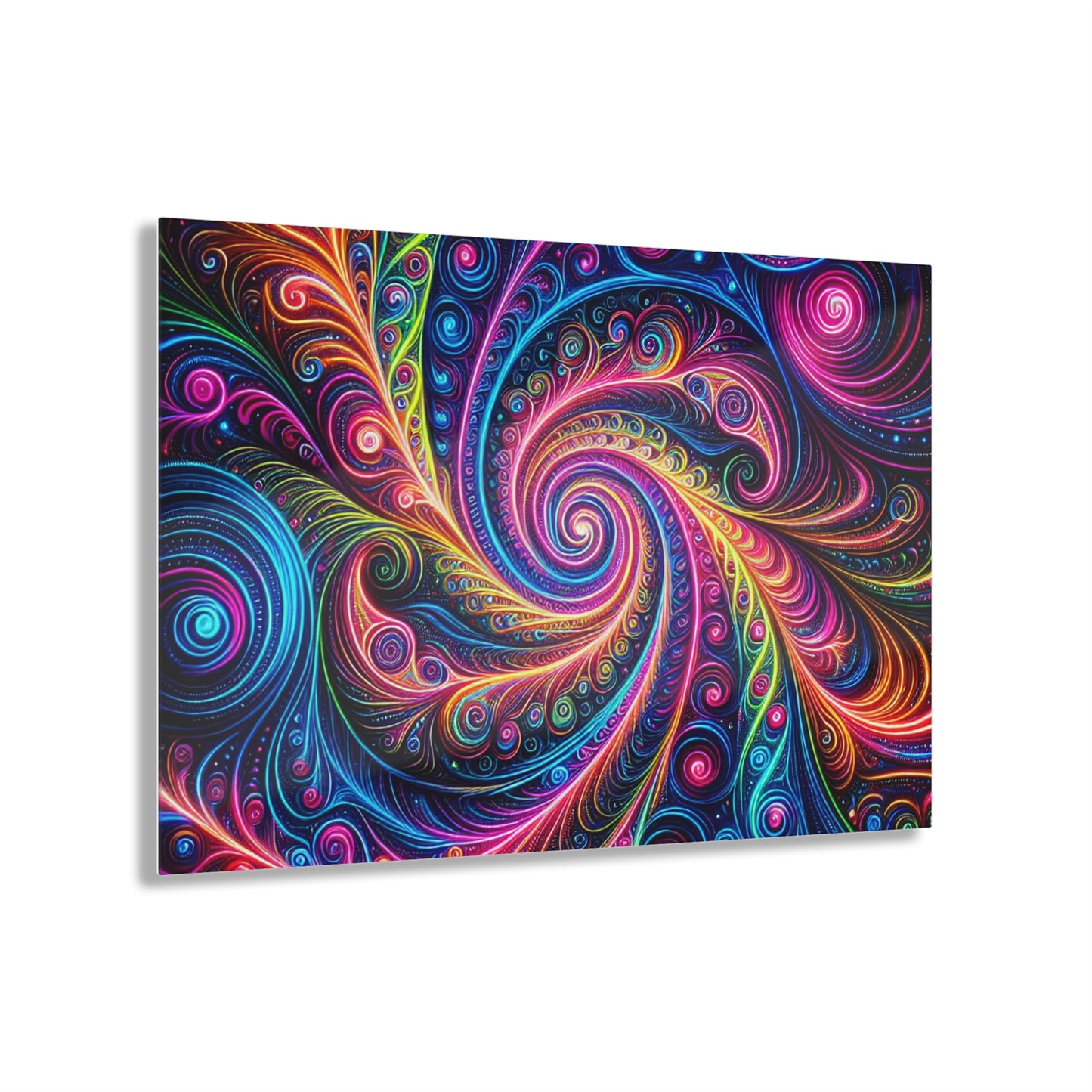 Electric Psychedelic Neon Vortex. Trippy infinity Pattern 1/4" Glossy Acrylic Art