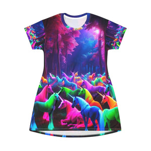 Neon Unicorn Spectacle Neon Unicorns Womans T Shirt Dress