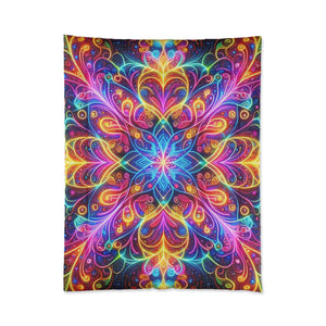 Psychedelic Rainbow Infinity Fantasia. Trippy Infinity Patterns Comforter Blanket