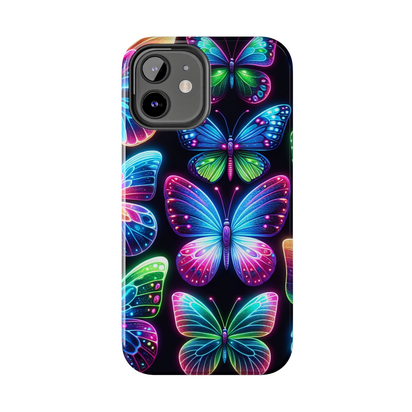 "Dance of the Neon Butterflies" NEON Butterflies Tough Phone Case Iphone 6 7 8 9 10 11 12 13 14 SE X XR XS Pro Max Mini Plus