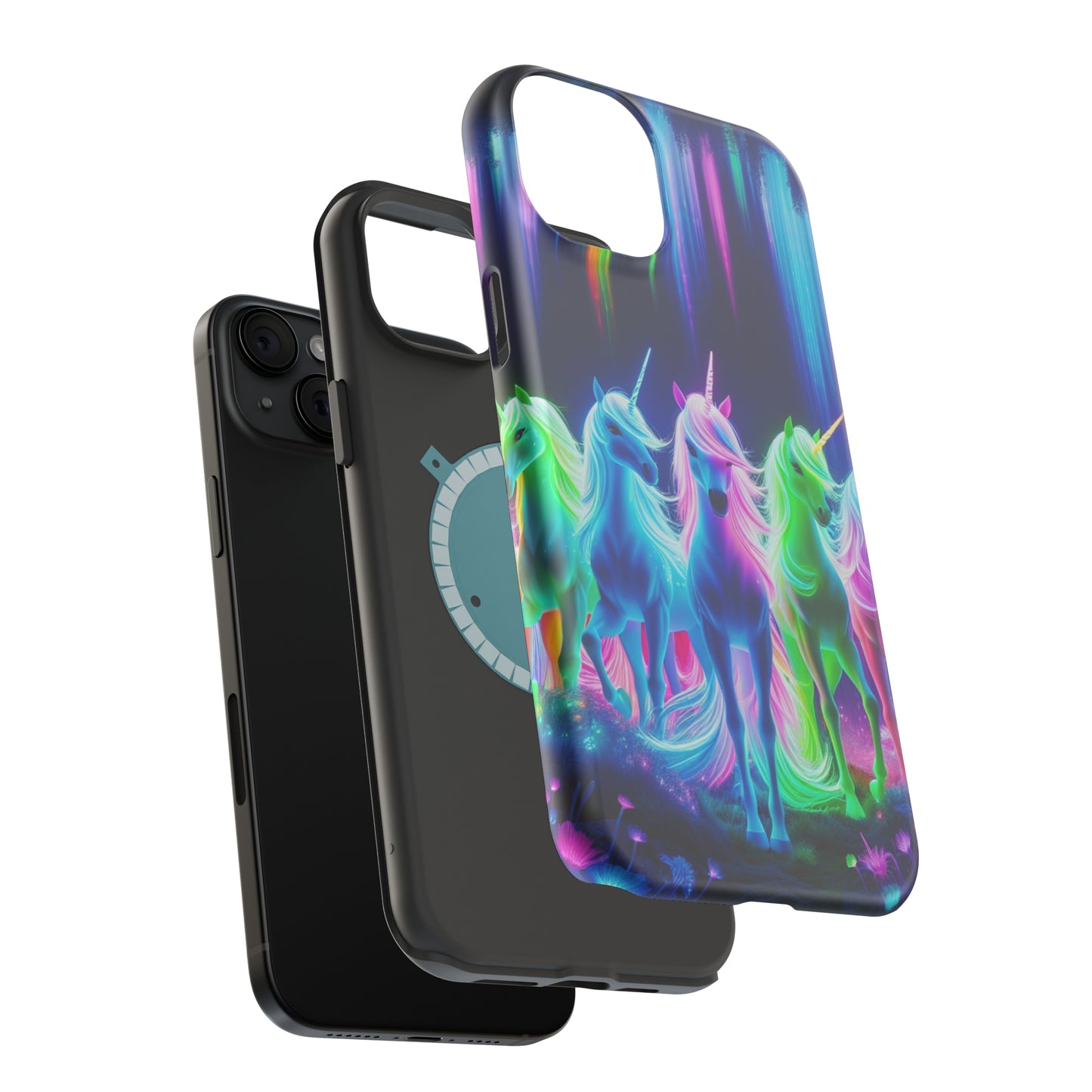 Neon Unicorn Pods. Neon Unicorns Premium Art Magsafe Magnet Tough IPhone 13 14 15 Pro Plus Max and Mini in Matte and Glossy Phone cases