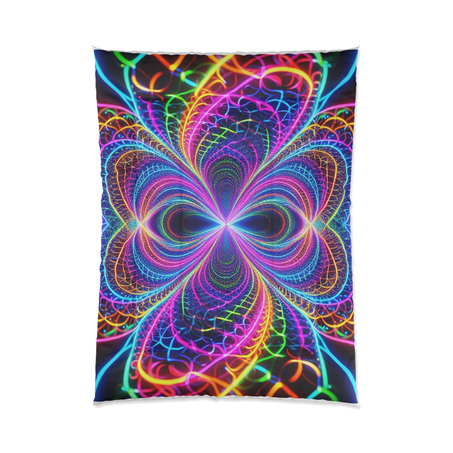 Neon Infinity Splendor. Trippy Infinity Patterns Comforter Blanket