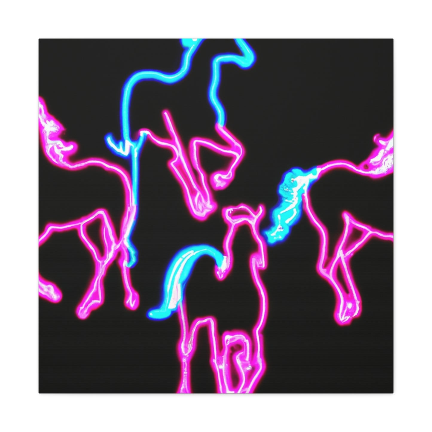 "Enchanted Fluorescence" NEON Unicorns Art Canvas