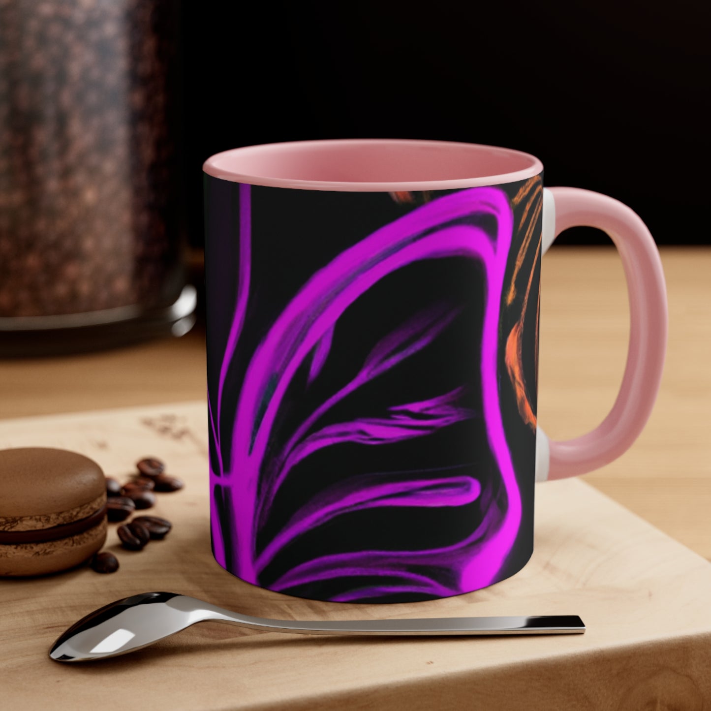 Vivid Nectarine Glitter Flutter Butterflies 11oz Mug