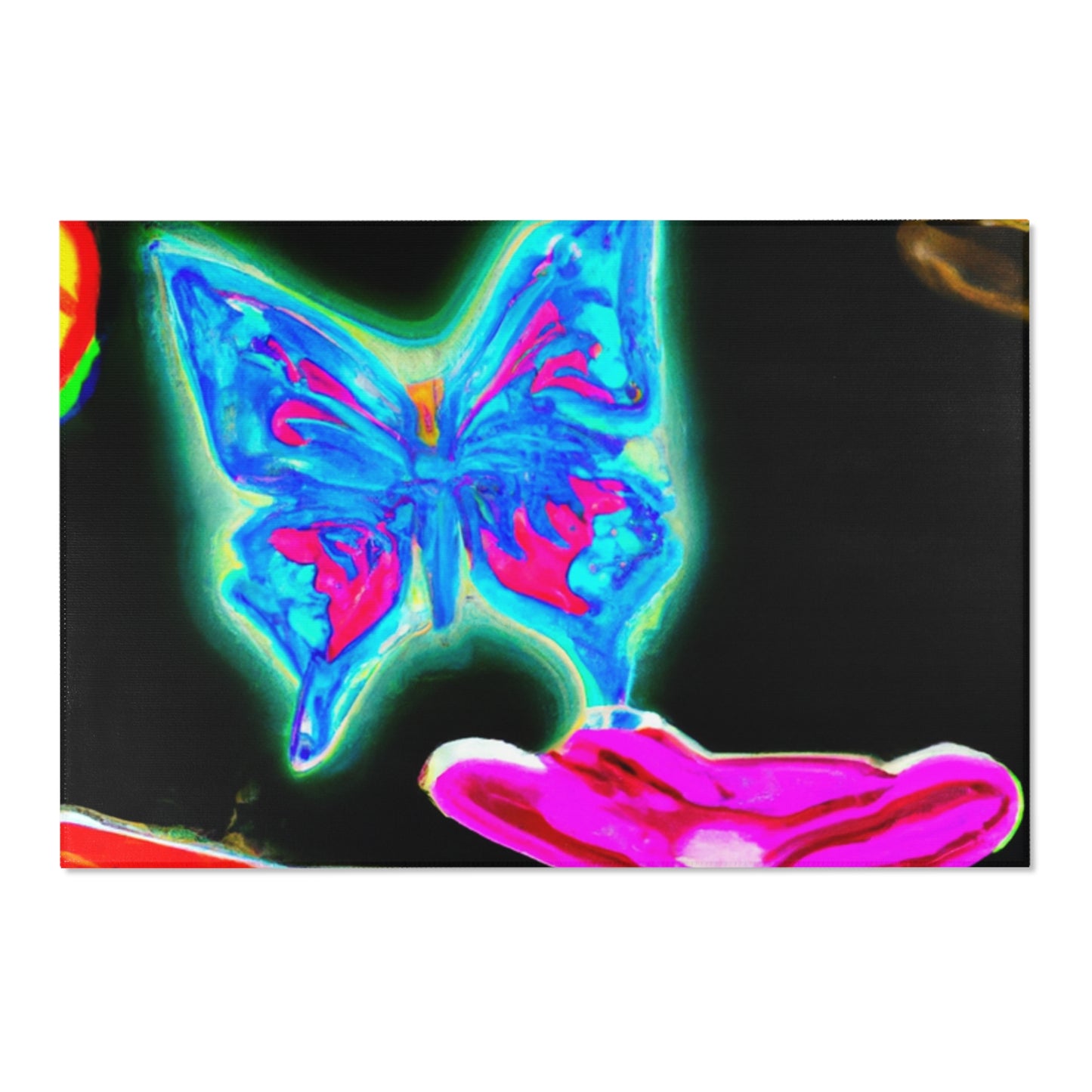 Vivid Nocturnal Nebula Butterflies & Mushrooms Area Rug