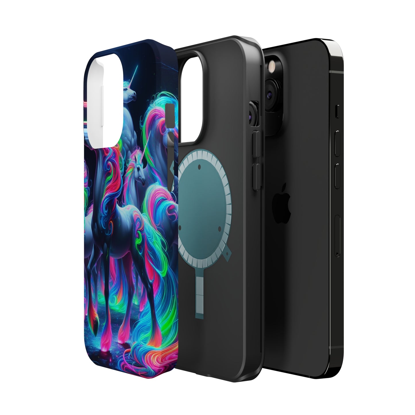 Neon Unicorn Prism. Neon Unicorns Premium Art Magsafe Magnet Tough IPhone 13 14 15 Pro Plus Max and Mini in Matte and Glossy Phone cases