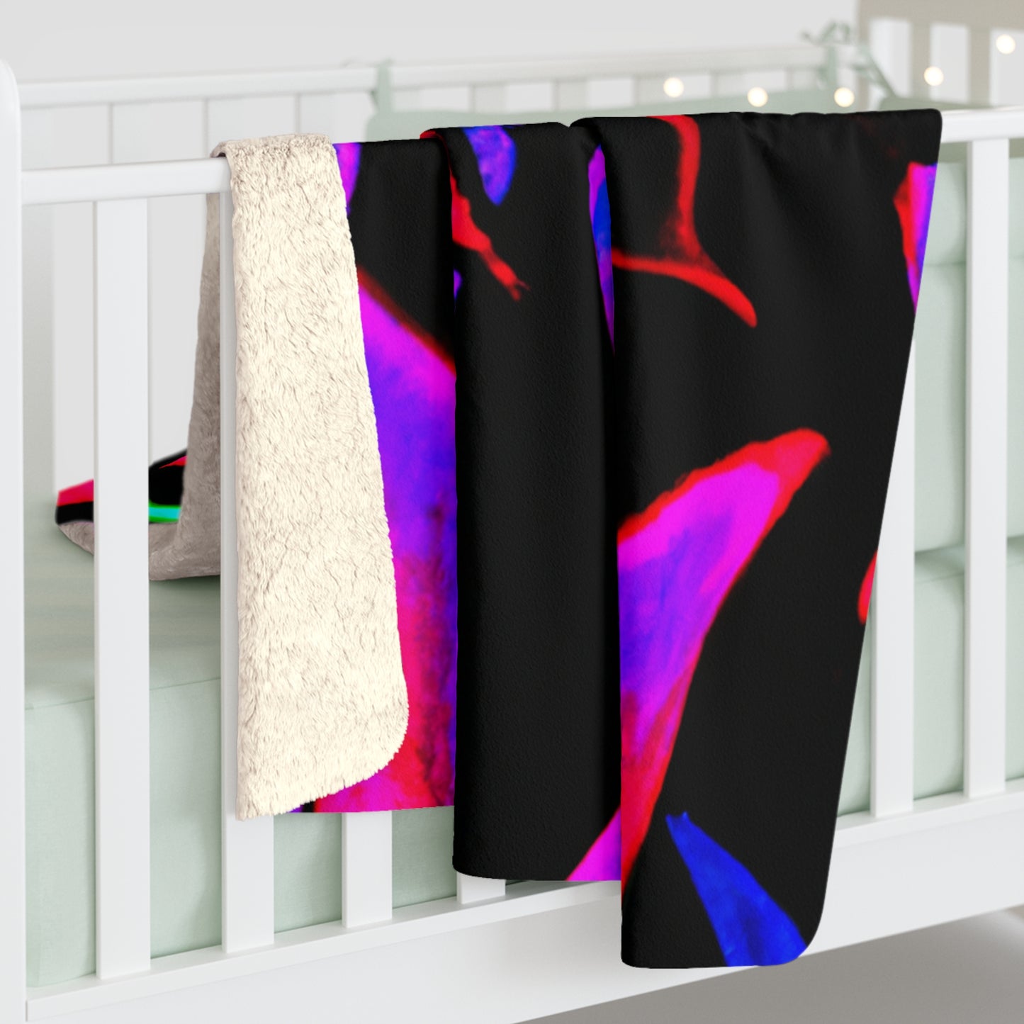 "Retro Pollen Provocateurs" - NEON Butterflies Art Sherpa Blanket