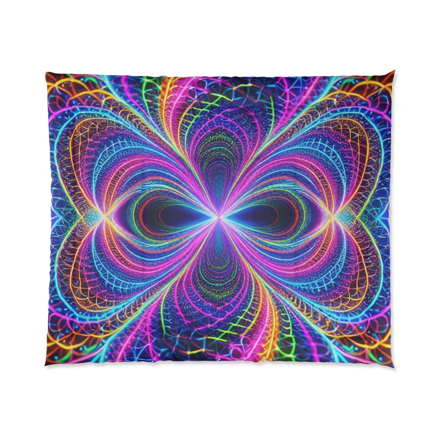 Neon Infinity Splendor. Trippy Infinity Patterns Comforter Blanket
