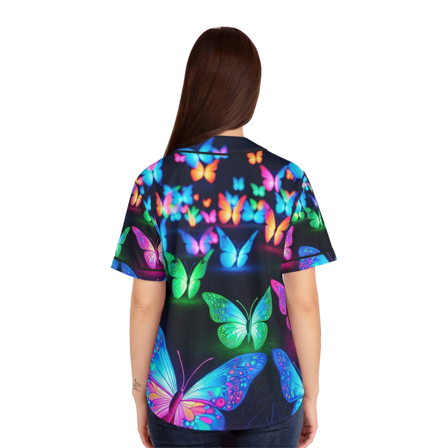 "Electric Flutter" Neon Butterflies Womans Jersey