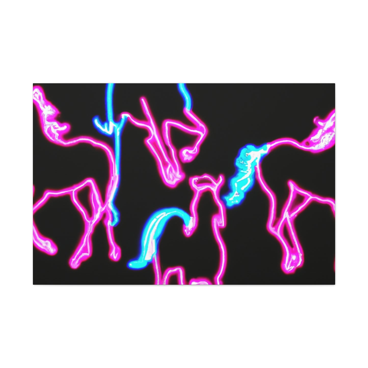 "Enchanted Fluorescence" NEON Unicorns Art Canvas