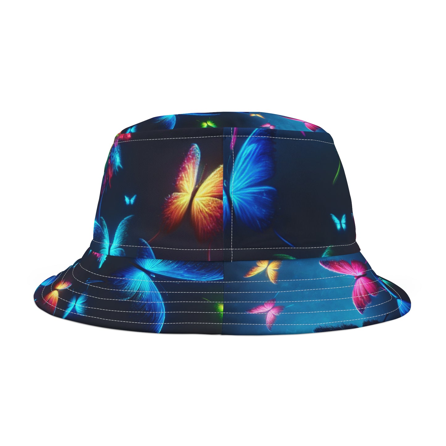 "Vibes of Fluorescence" Neon Butterflies Bucket Hat
