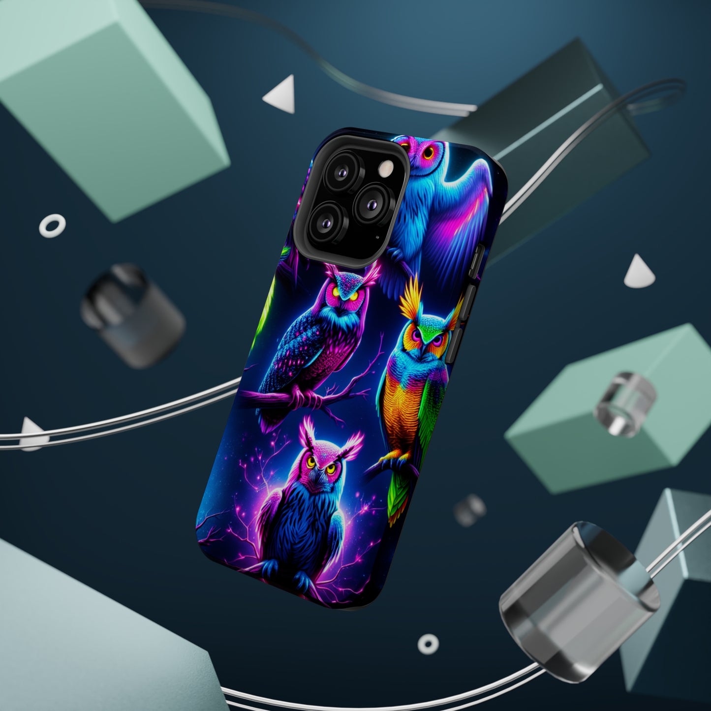 Neon Owlfection. Neon Owls Premium Art Magsafe Magnet Tough IPhone 13 14 15 Pro Plus Max and Mini in Matte and Glossy Phone cases