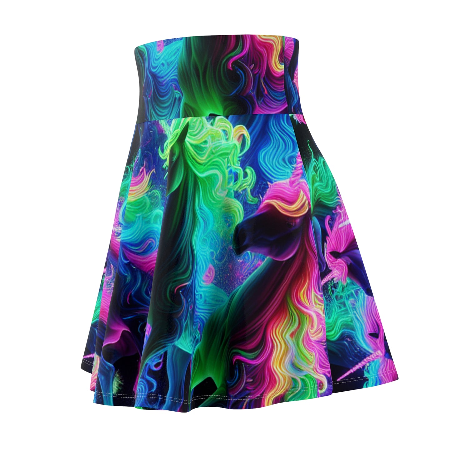 "Glowing Manicorn Rainbow Rush" -NEON Unicorns Woman' Skater Skirt