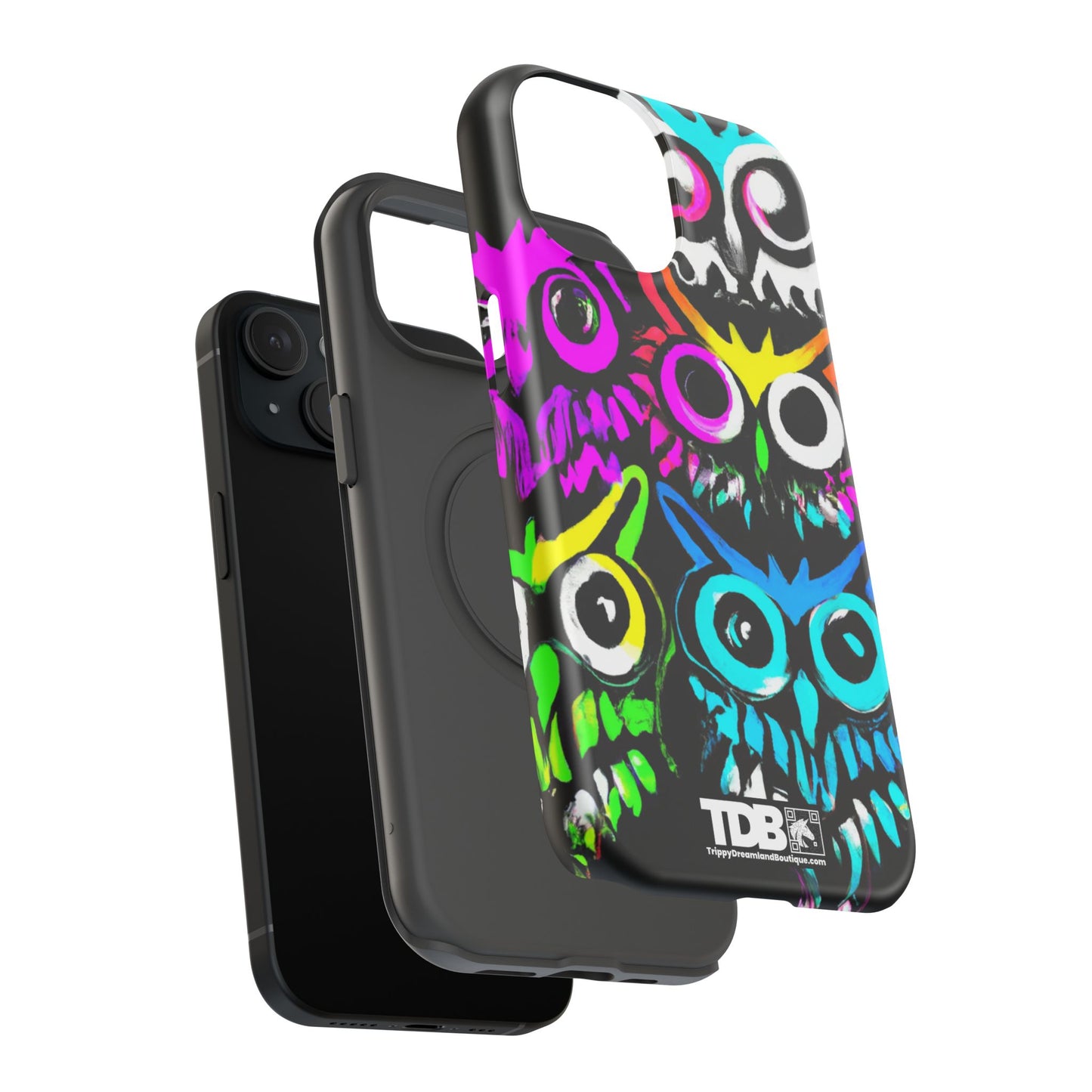 TDB Psychedelic Rave Owl Impact-Resistant Phone Case - Colorful Protection