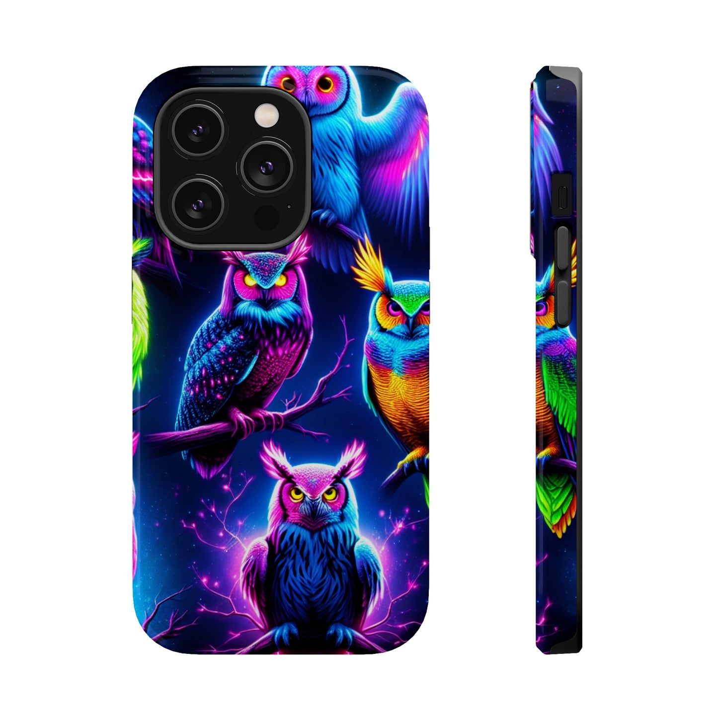 Neon Owlfection. Neon Owls Premium Art Magsafe Magnet Tough IPhone 13 14 15 Pro Plus Max and Mini in Matte and Glossy Phone cases