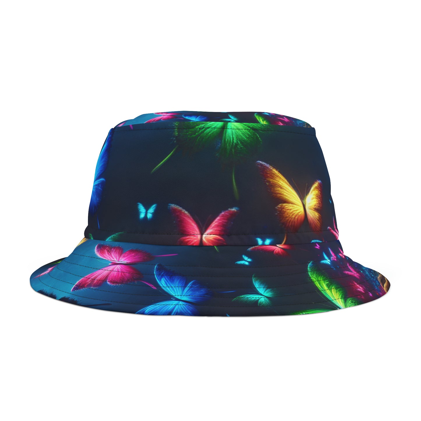 "Vibes of Fluorescence" Neon Butterflies Bucket Hat