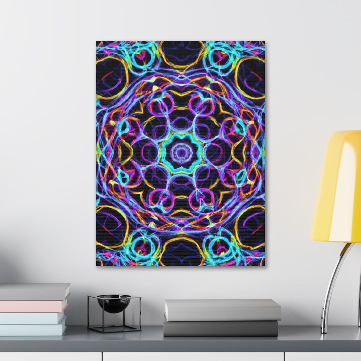 Neon Infinity Voyage. Trippy Infinity Patterns Art Canvas