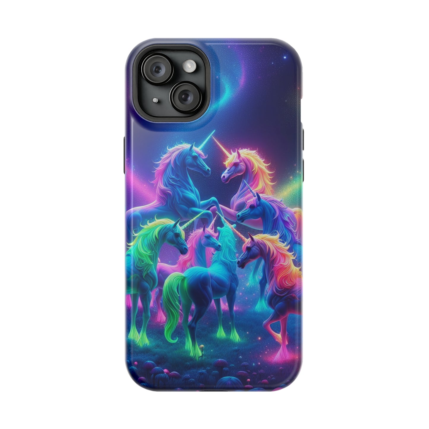 Neon Spectacle of Unicorns Neon Unicorns Premium Art Magsafe Magnet Tough IPhone 13 14 15 Pro Plus Max and Mini in Matte and Glossy Phone cases