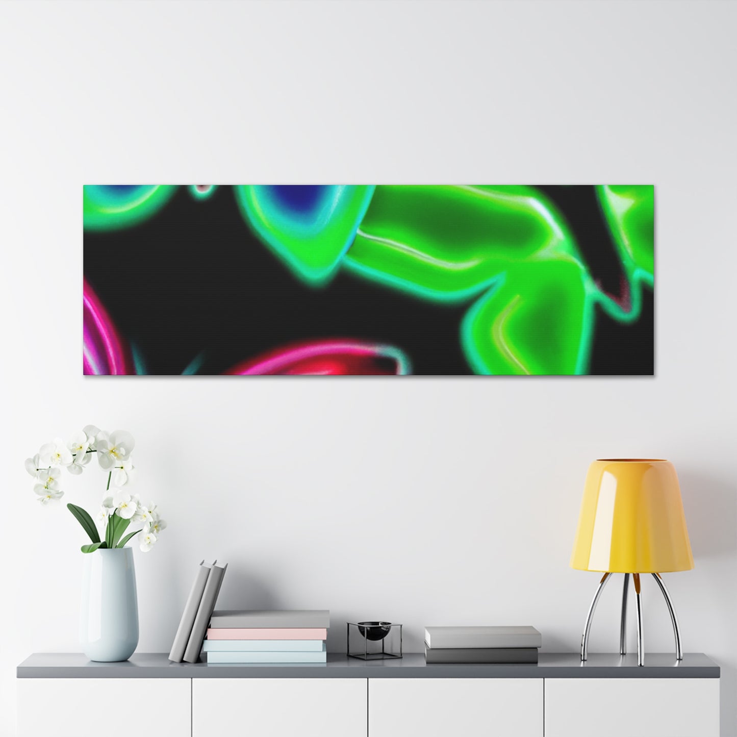 Neon Butterflies Cascade. Neon Butterflies Art Canvas