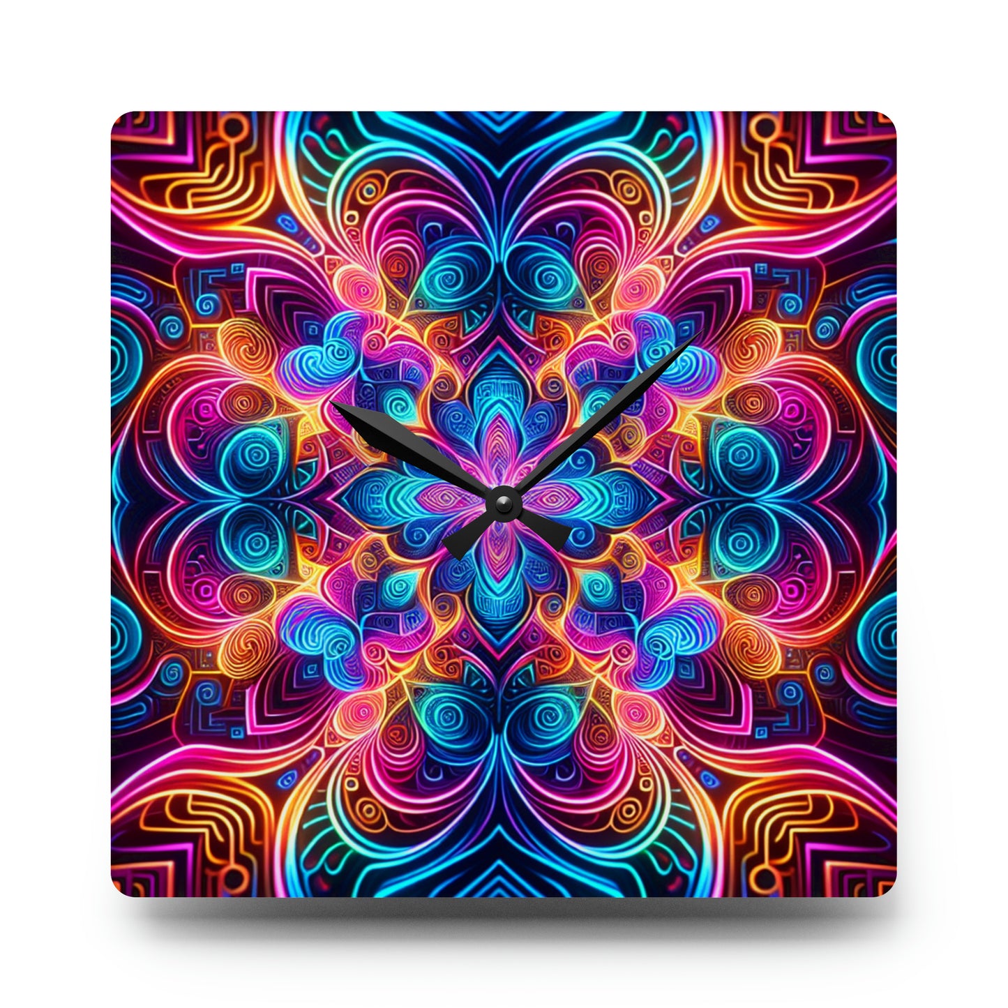 "Vibrant Neon Infinity" Infinity Patterns Art Acrylic Clock