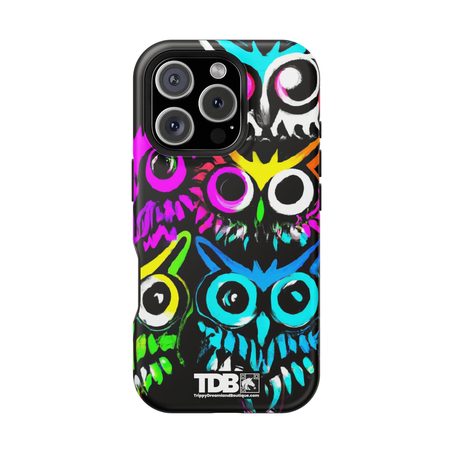 TDB Psychedelic Rave Owl Impact-Resistant Phone Case - Colorful Protection