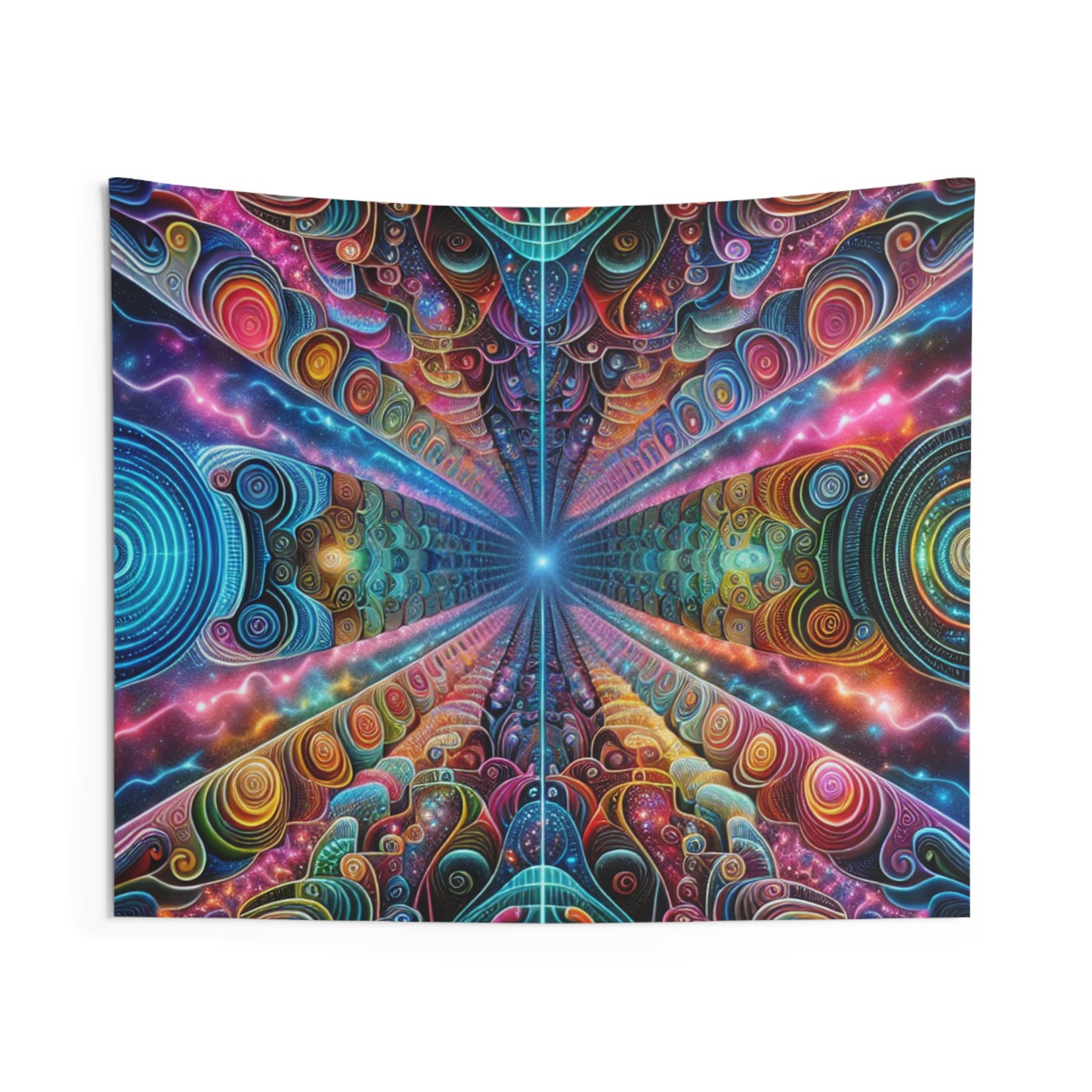 Cosmic Chromatic Labyrinth. Infinity Patterns Art Tapestry