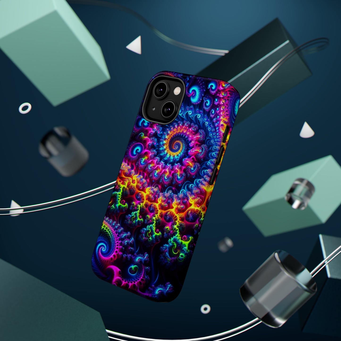 Twilight Infinyscape Neon Trippy Infinity Patterns Premium Art Magsafe Magnet Tough IPhone 13 14 15 Pro Plus Max and Mini in Matte and Glossy Phone cases