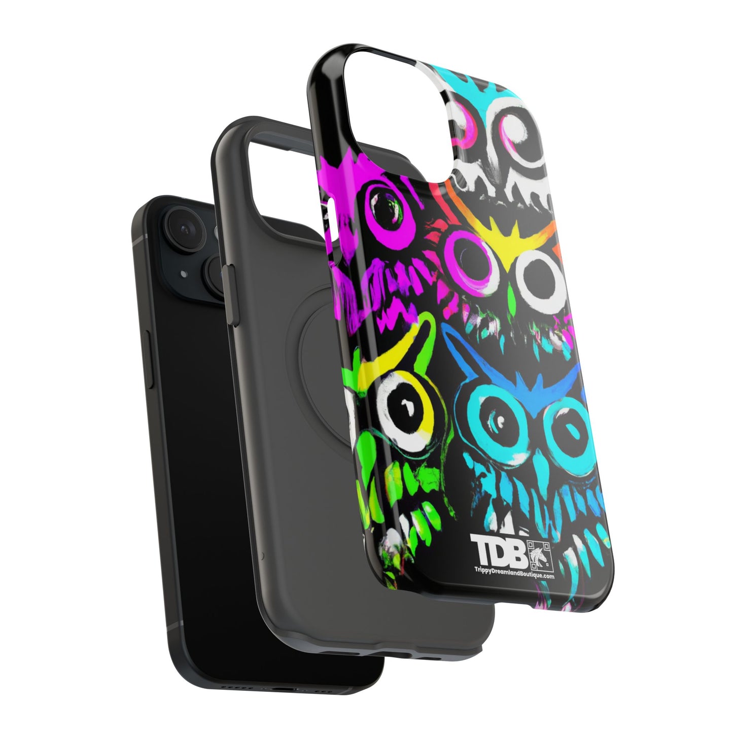 TDB Psychedelic Rave Owl Impact-Resistant Phone Case - Colorful Protection