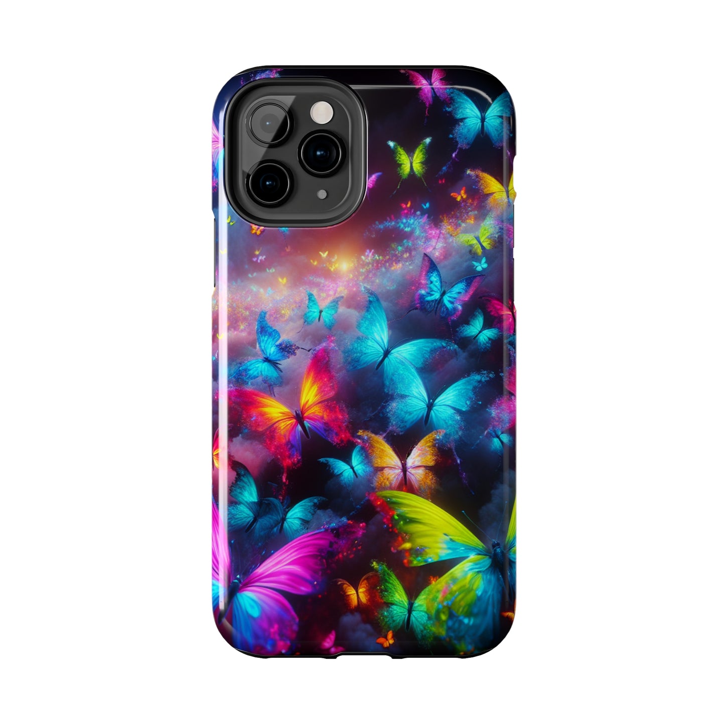 "Neon Flutterings" NEON Butterflies Tough Phone Case Iphone 7 8 9 10 11 12 13 14 SE X XR XS Pro Max Mini Plus