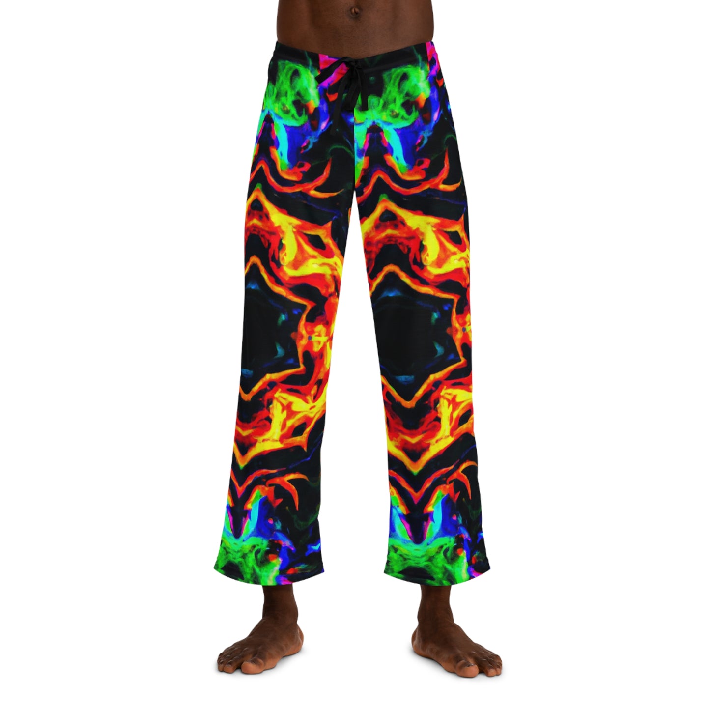 TDB Vibrant Neon Infinity Aurorae Trippy Infinity Patterns Mens Pajama Pants