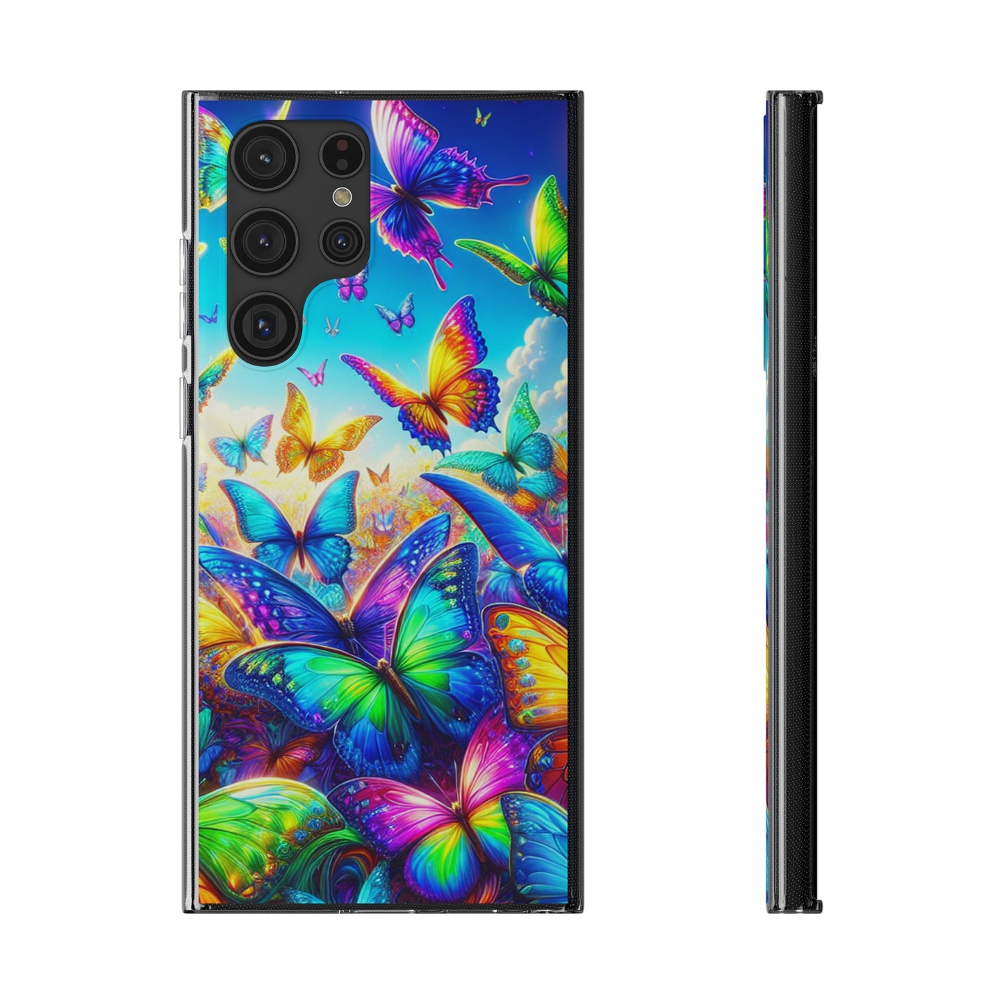 "Neon Brilliance" NEON Butterflies Art Polycarbonate Phone Case Samsung Galaxy s21 s22 Google Pixel 6 Iphone 11 12 13 14 Pro Max Mini Plus