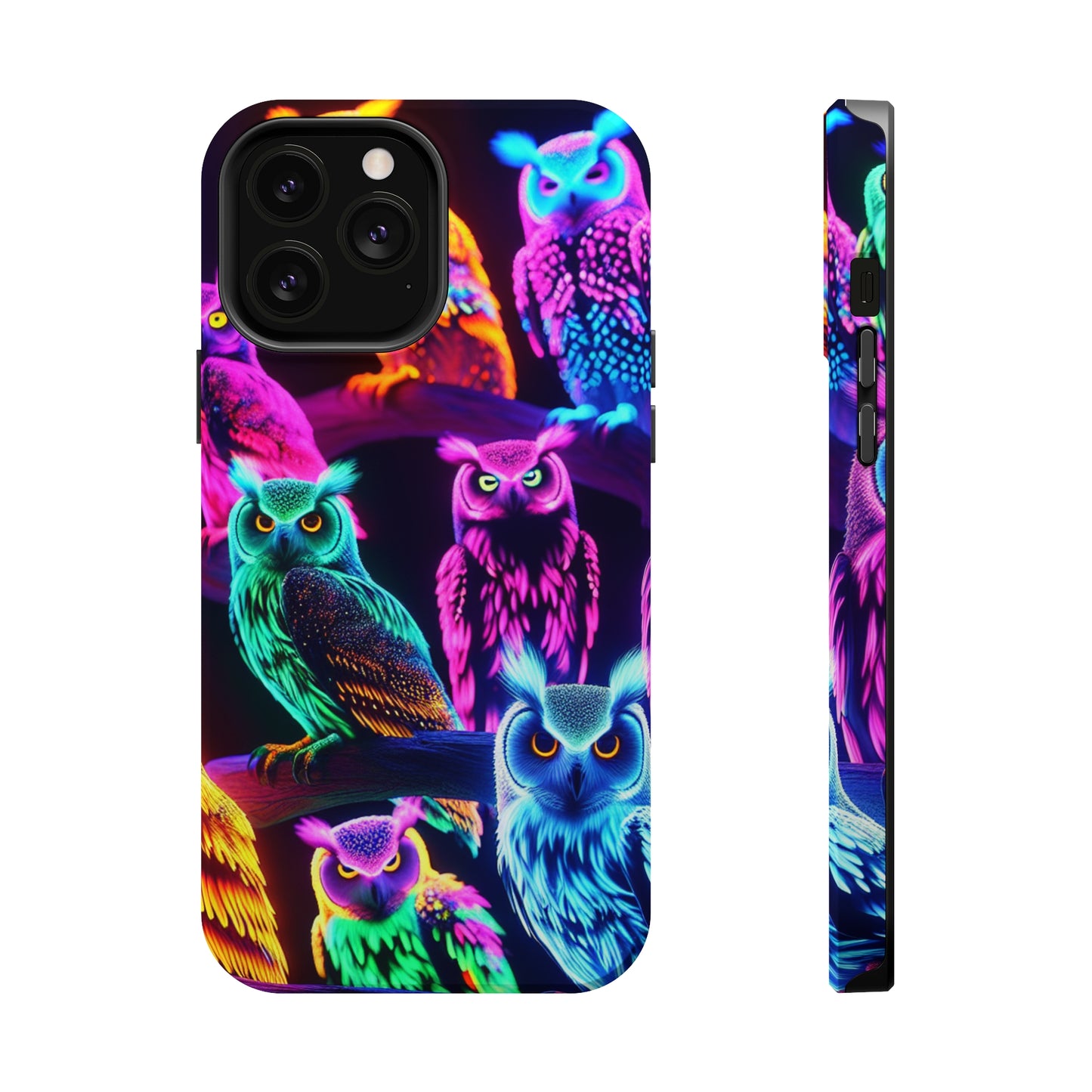 Neon Night Owls. Neon Owls Premium Art Magsafe Magnet Tough IPhone 13 14 15 Pro Plus Max and Mini in Matte and Glossy Phone cases