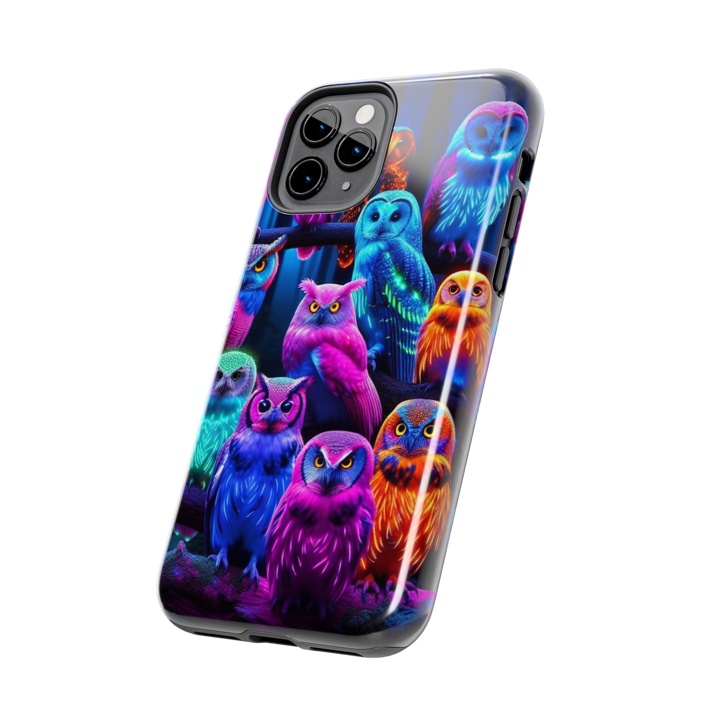 Neon Party of Owls NEON Owls Phone Case Iphone 7 8 9 10 11 12 13 14 Pro Max Mini Plus XR XS SE