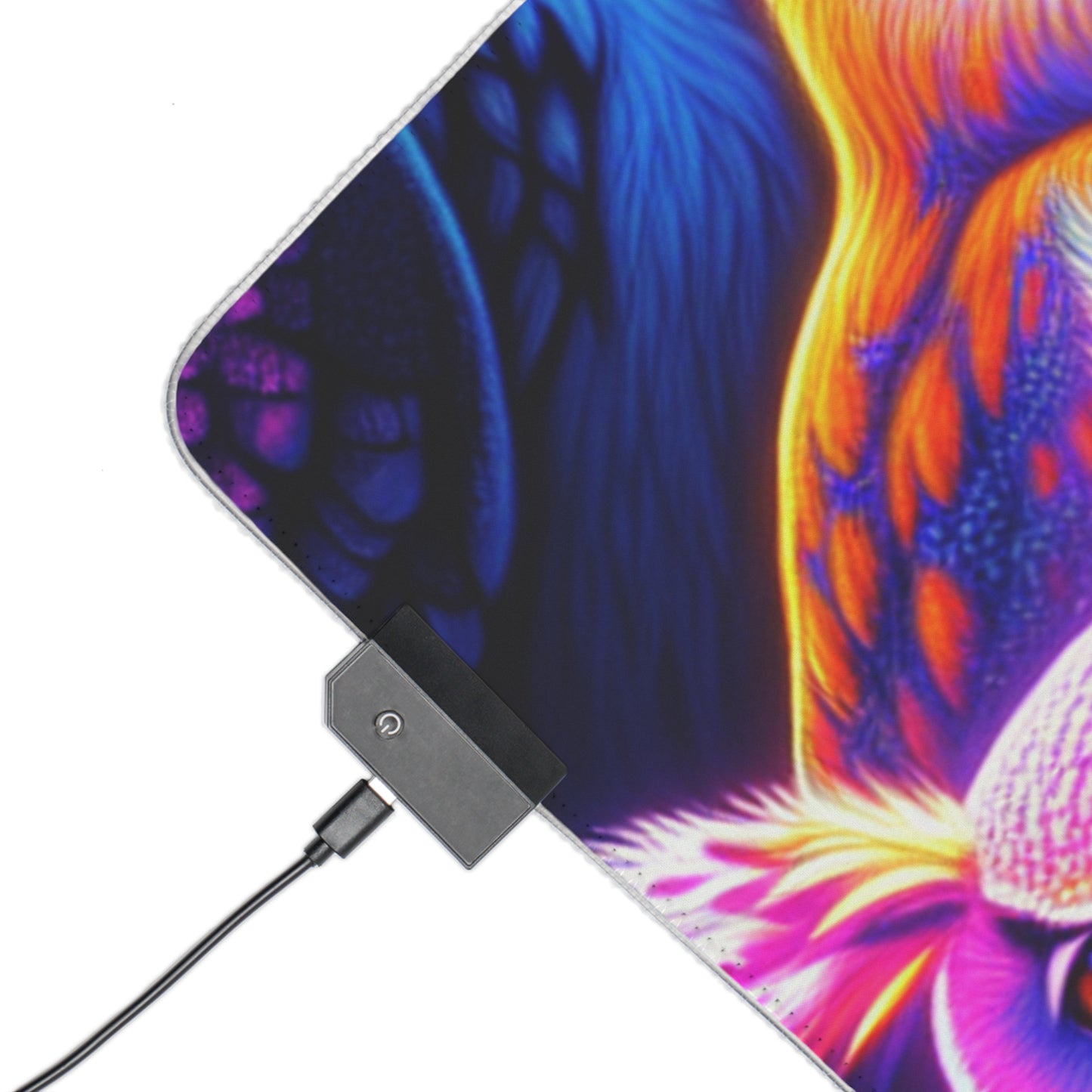 Neon Nocturnal Composition. NEON Owls Art LED Mousepad