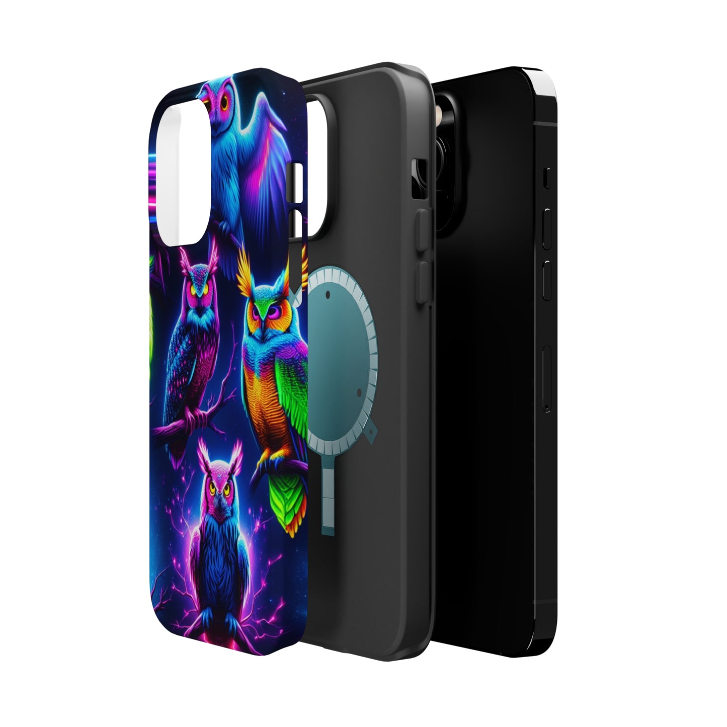 Neon Owlfection. Neon Owls Premium Art Magsafe Magnet Tough IPhone 13 14 15 Pro Plus Max and Mini in Matte and Glossy Phone cases