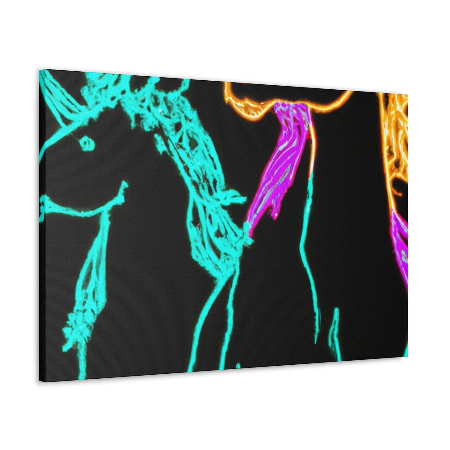"Neon Splendour of Unicorns" NEON Unicorns Art Canvas