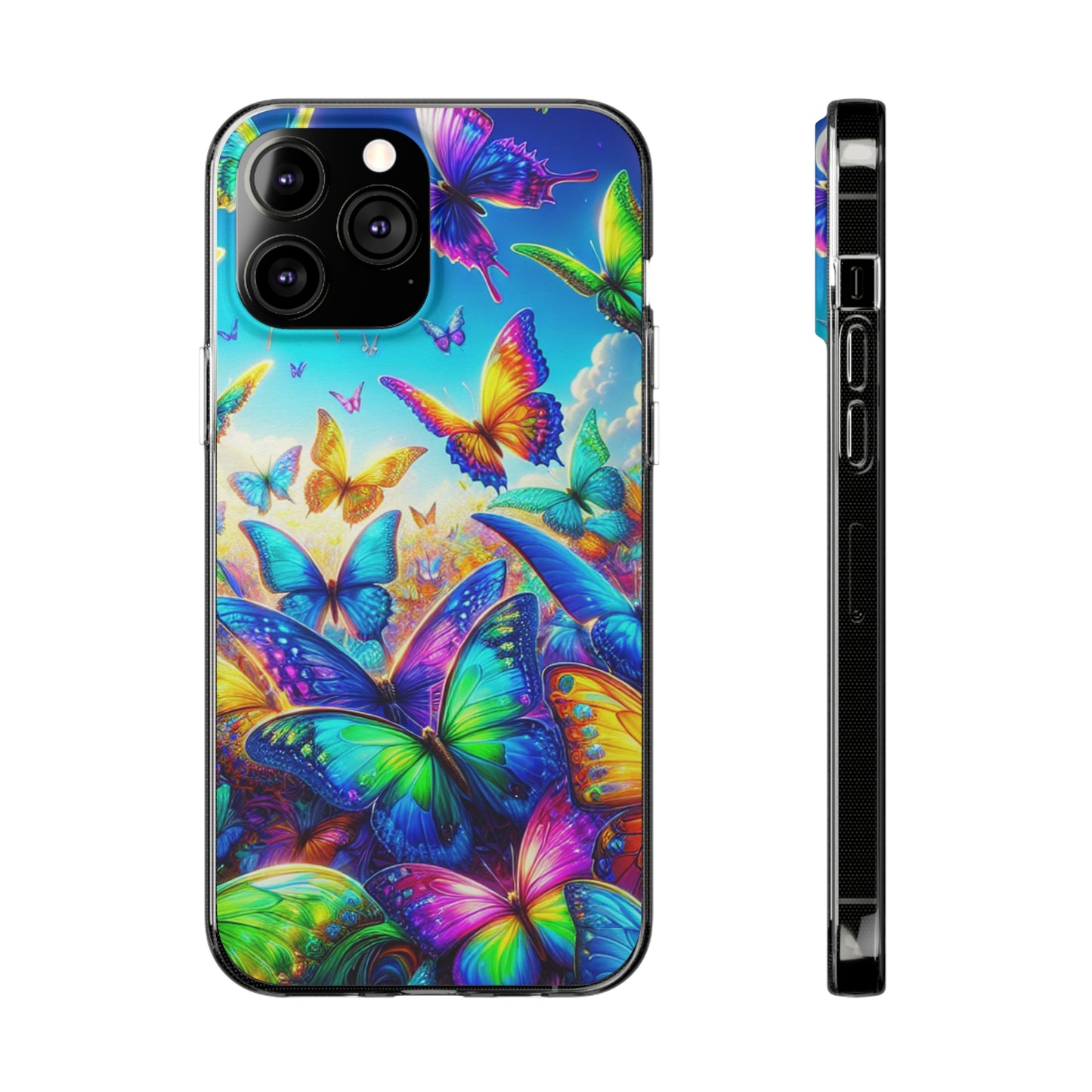 "Neon Brilliance" NEON Butterflies Art Polycarbonate Phone Case Samsung Galaxy s21 s22 Google Pixel 6 Iphone 11 12 13 14 Pro Max Mini Plus